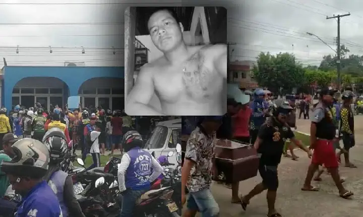 Assista: população revoltada leva caixão de mototaxista morto para casa do Prefeito de Tabatinga