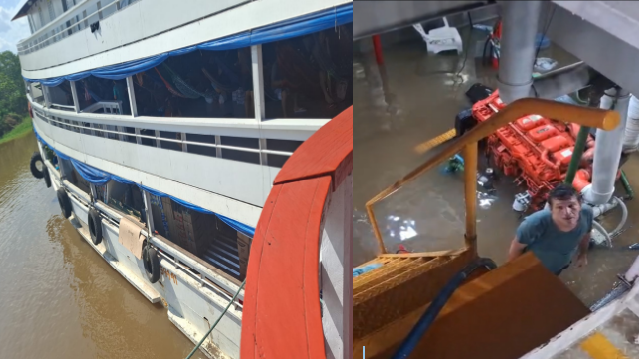 Barco GM Oliveira enfrenta problema e aderna próximo a Caiambé durante viagem para Tabatinga