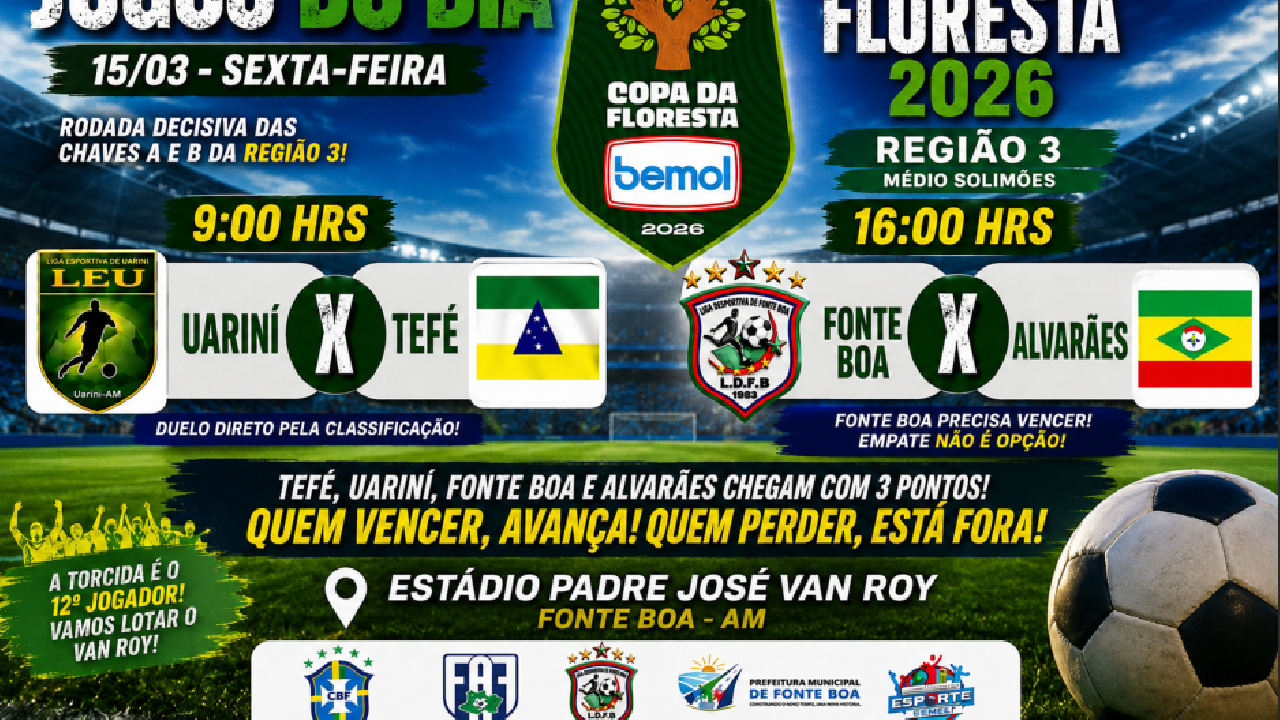 Copa da Floresta 2026 pega fogo no Médio Solimões e define nesta sexta os finalistas da Região 03