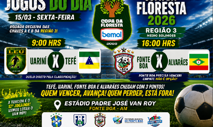 Copa da Floresta 2026 pega fogo no Médio Solimões e define nesta sexta os finalistas da Região 03