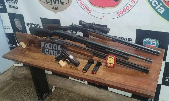 Em Maraã, Polícia Civil apreende quatro armas e munições utilizadas por piratas do rio