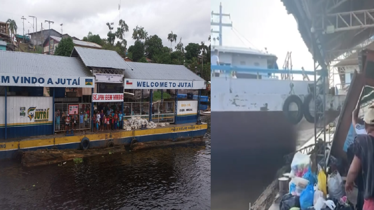 Embarcação bate contra estrutura do porto de Jutaí e derruba parte da estrutura