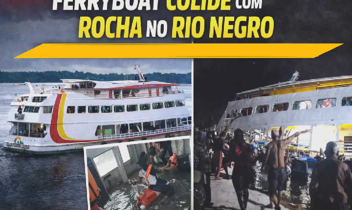 Embarcação que faz linha São Gabriel da Cachoeira bateu nas pedras no alto Rio Negro e os passageiros tiveram de ser retirados às pressas