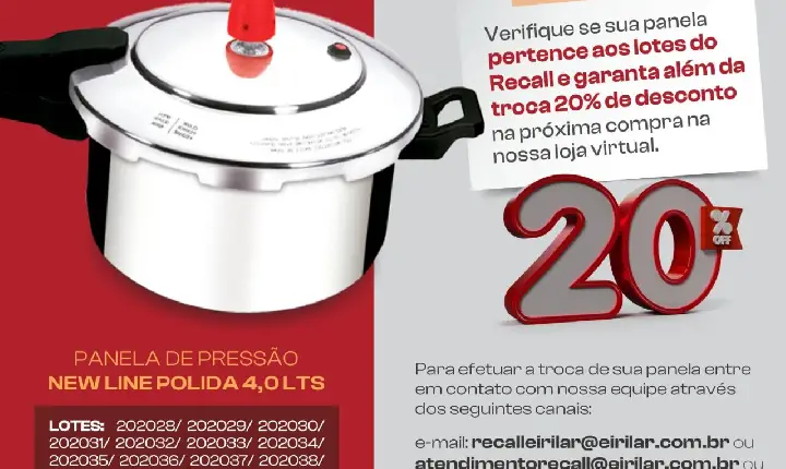 GRANDE INDÚSTRIA DE ALUMÍNIO CONVOCA CONSUMIDORES PARA RECALL EM PANELAS NEW LINE POLIDA 4,0 LTS