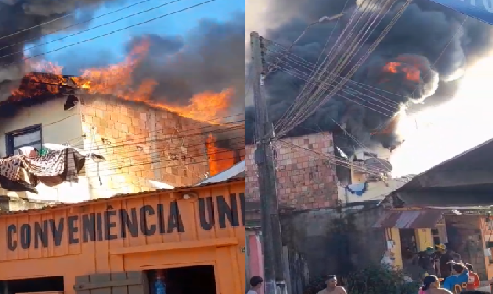 Incêndio destrói residência e assusta moradores no bairro Abial, em Tefé