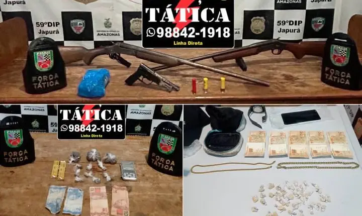 PM apreende drogas, armas e munições em operações no interior do Amazonas