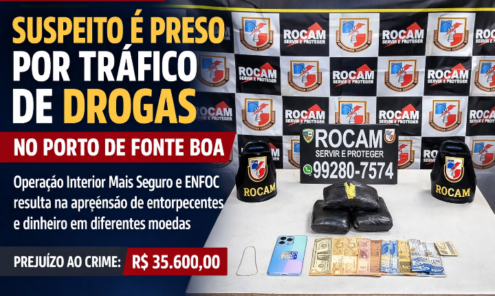 Suspeito é preso por tráfico de drogas durante operação no Porto de Fonte Boa
