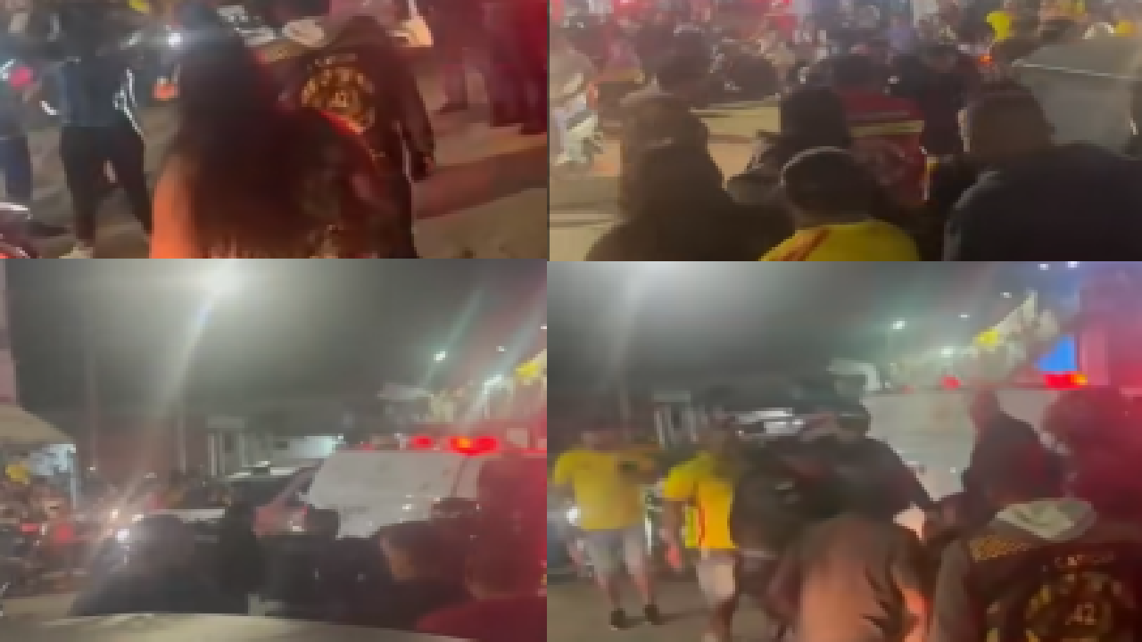 (Vídeo): Torcedores colombianos entram em confronto verbal com PM durante comemoração na fronteira entre Tabatinga e Letícia