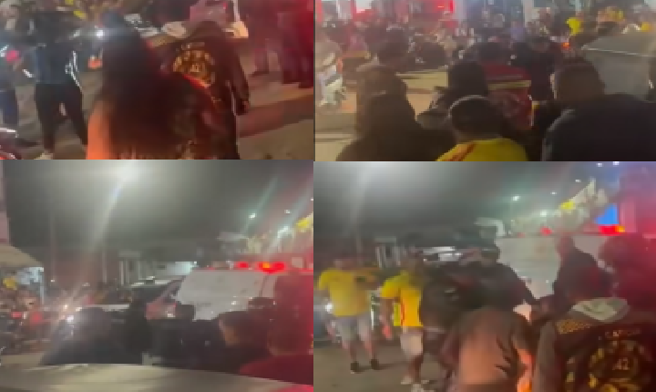 (Vídeo): Torcedores colombianos entram em confronto verbal com PM durante comemoração na fronteira entre Tabatinga e Letícia