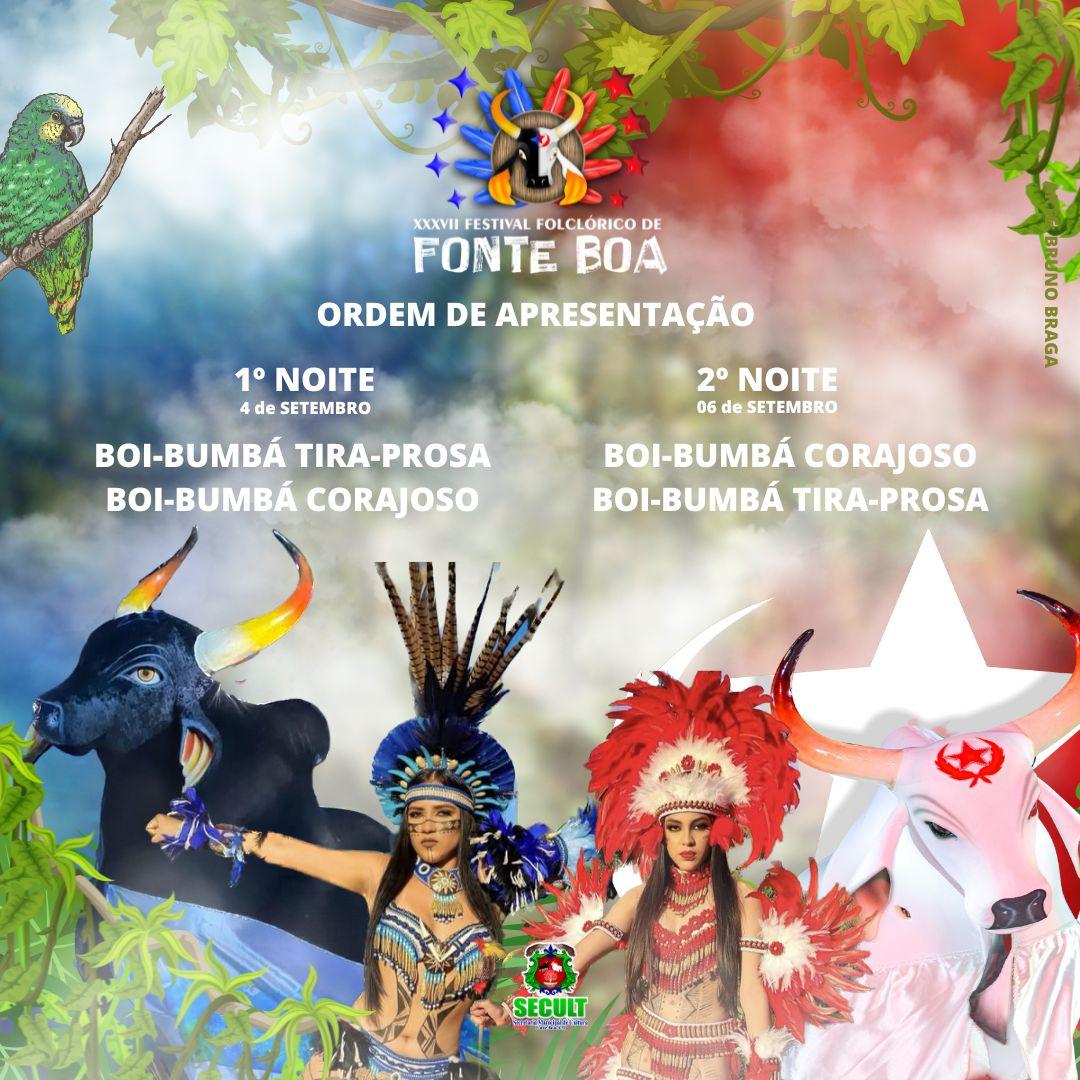 Prefeitura de Fonte Boa confirma o XXXVII Festival dos Bumbas Corajoso e Tira Prosa. “Sorteio da ordem de apresentação foi realizado ontem”