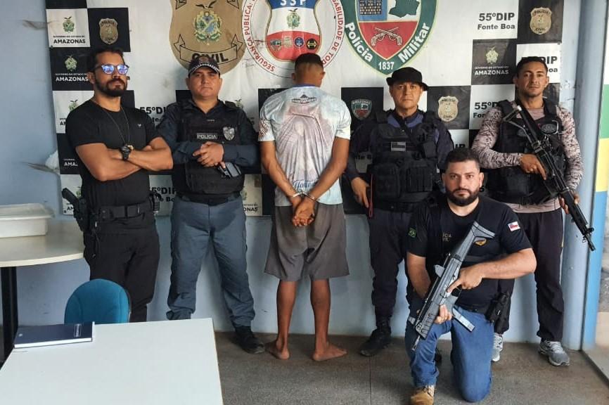 PC e PM prendem em cumprimento a mandado de prisão elemento de alta periculosidade por crimes praticados em Fonte Boa