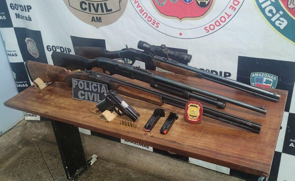 Em Maraã, Polícia Civil apreende quatro armas e munições utilizadas por piratas do rio