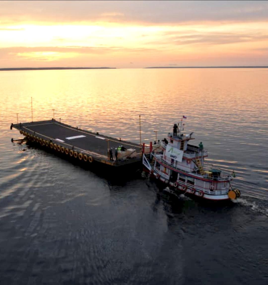 Porto provisório enviado pelo DNIT chegou em Fonte Boa na manhã desta terça-feira (7/10) e vai está apto a operar ainda nesta semana