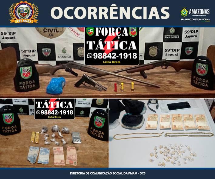 PM apreende drogas, armas e munições em operações no interior do Amazonas