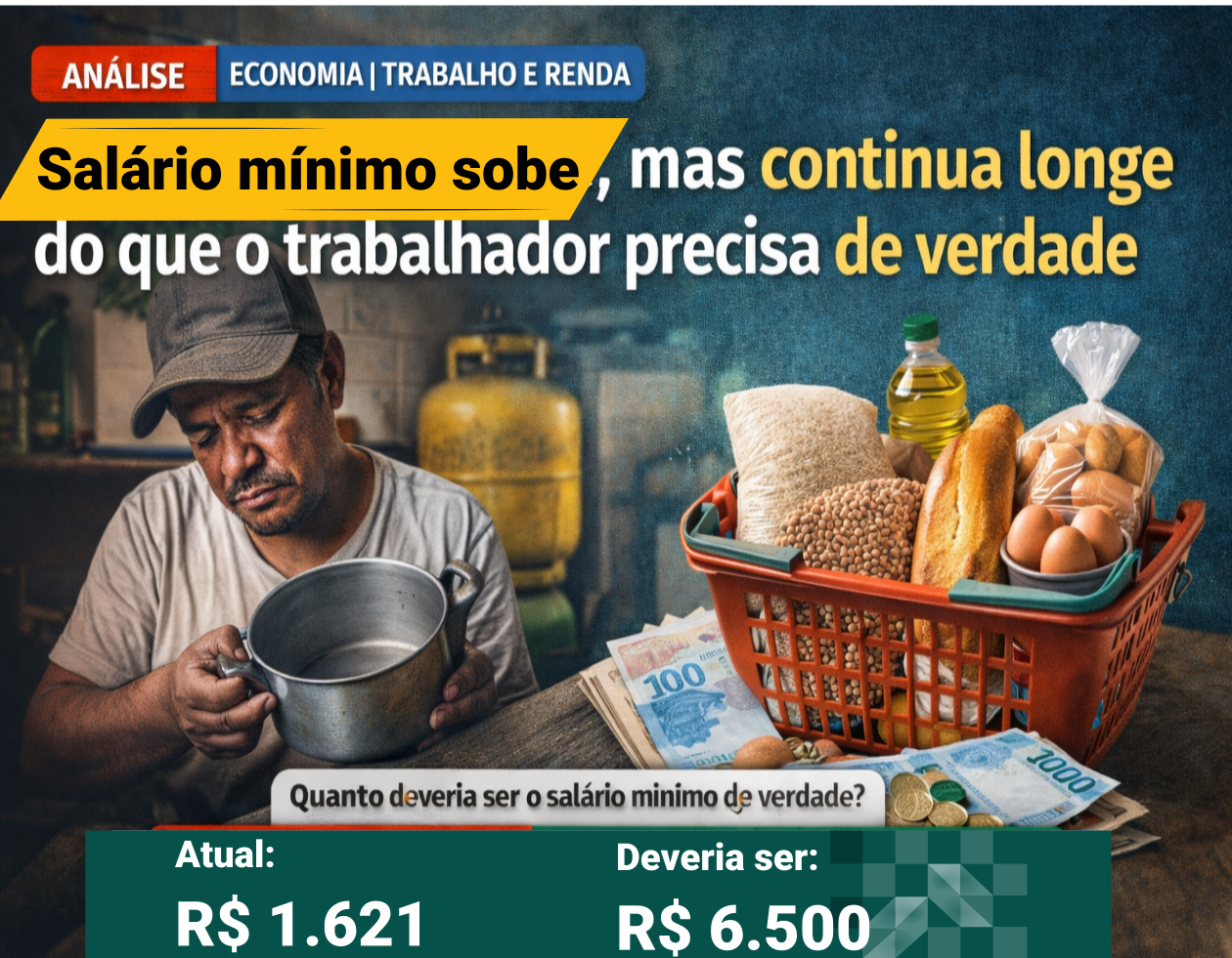 Análise | Salário mínimo sobe, mas continua longe do que o trabalhador deveria receber de verdade