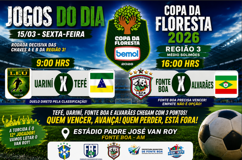 Copa da Floresta 2026 pega fogo no Médio Solimões e define nesta sexta os finalistas da Região 03