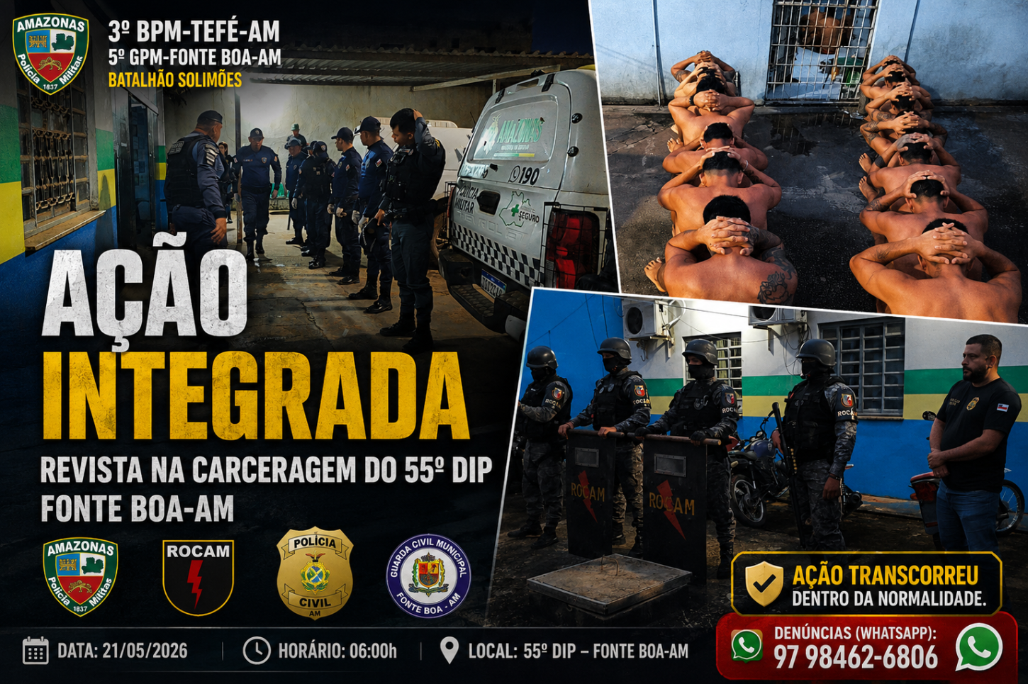 FORÇAS DE SEGURANÇA REALIZAM REVISTA GERAL NA CARCERAGEM DO 55º DIP EM FONTE BOA