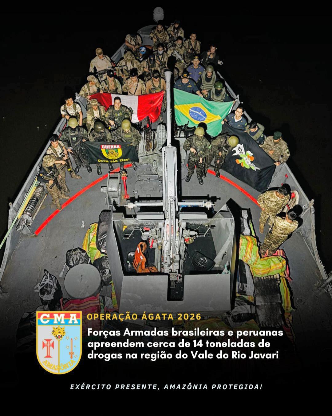 Operação entre Brasil e Peru apreende 14 toneladas de drogas no rio Javari e reforça presença do Estado na Amazônia