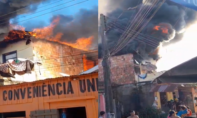 Incêndio destrói residência e assusta moradores no bairro Abial, em Tefé