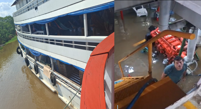 Barco GM Oliveira enfrenta problema e aderna próximo a Caiambé durante viagem para Tabatinga