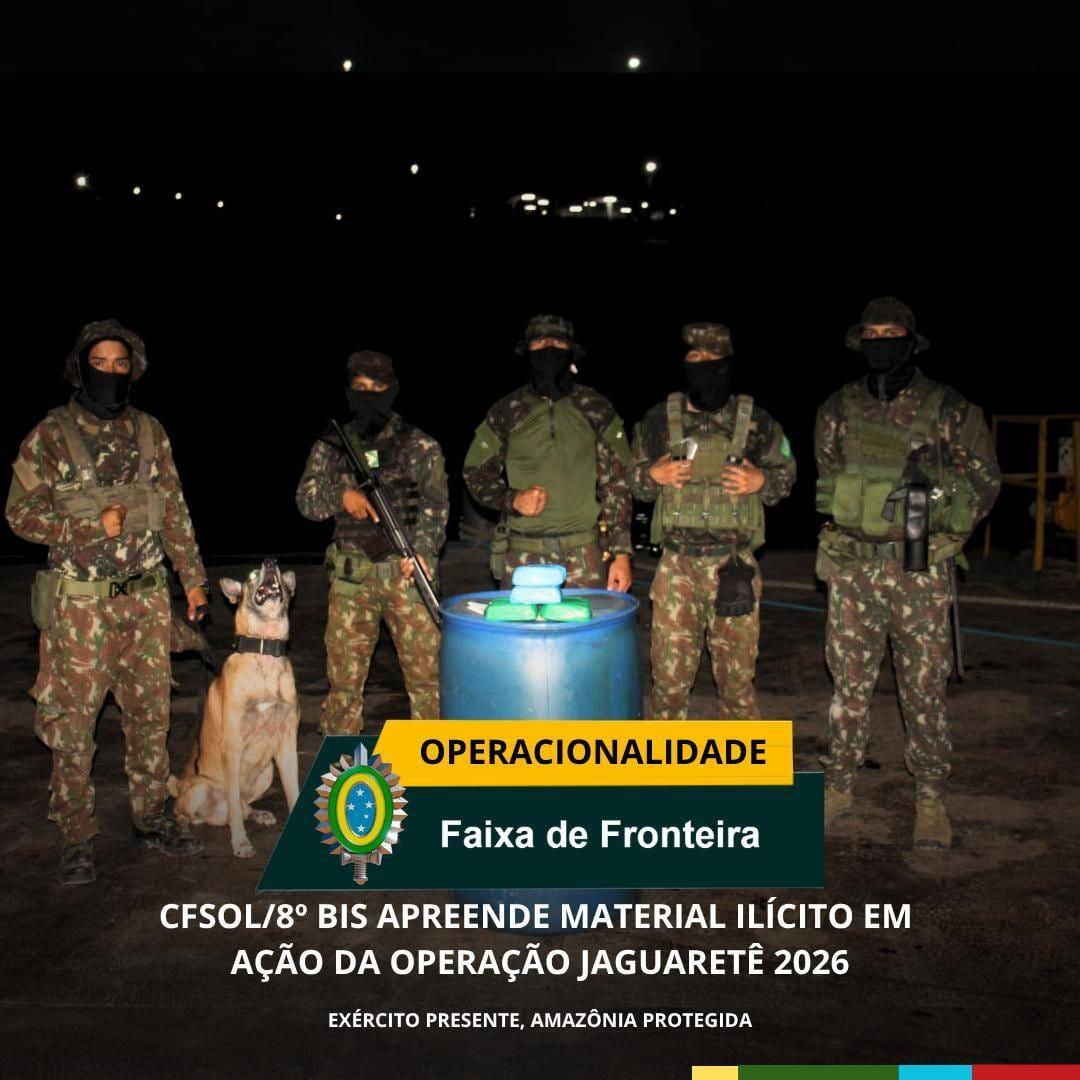 Droga é encontrada escondida em embarcação durante fiscalização do Exército na região de fronteira