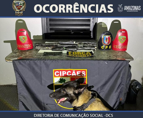Cão farejador descobre esconderijo com R$ 700 mil em drogas em barco que saiu de Tabatinga para Manaus