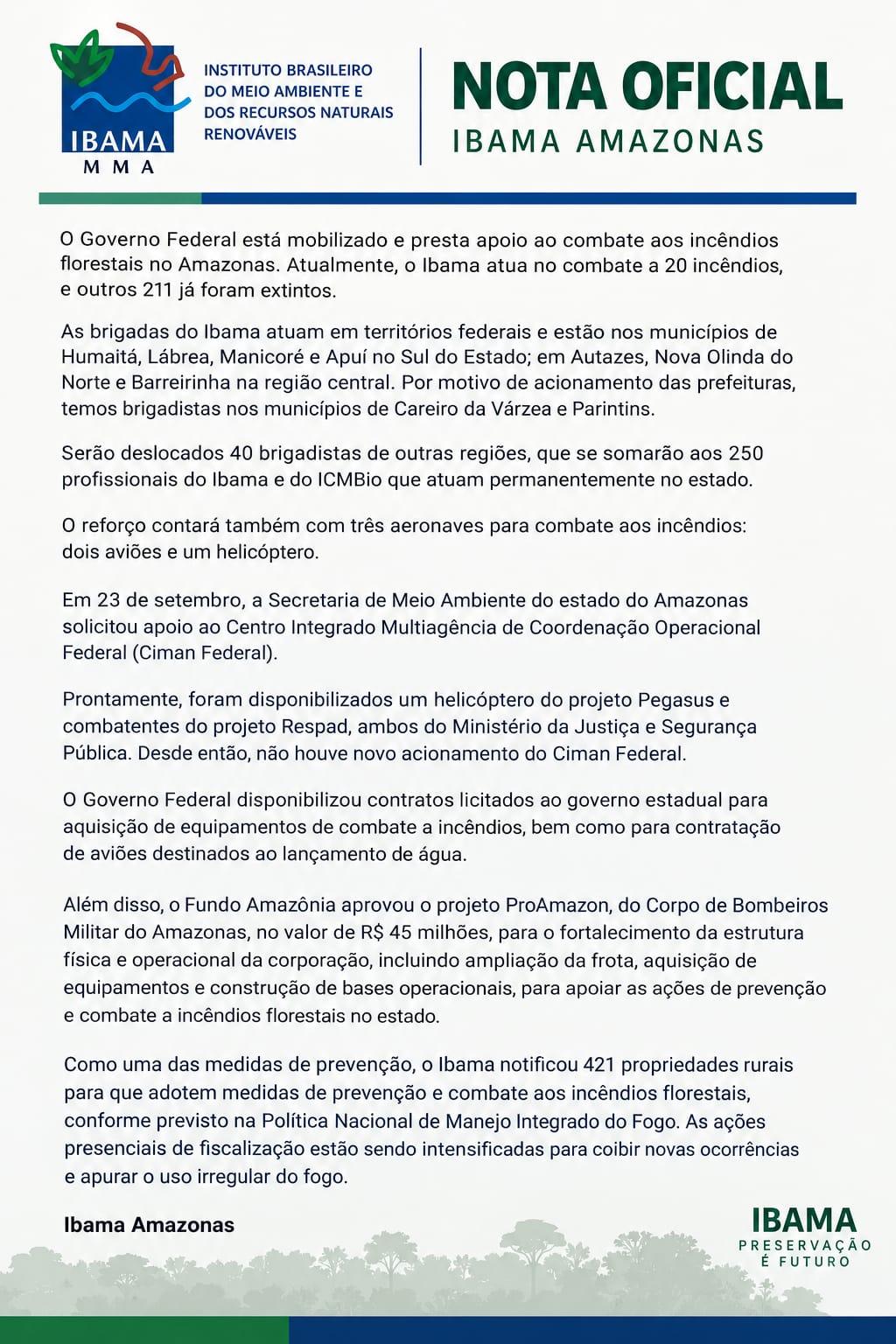 Nota do IBAMA