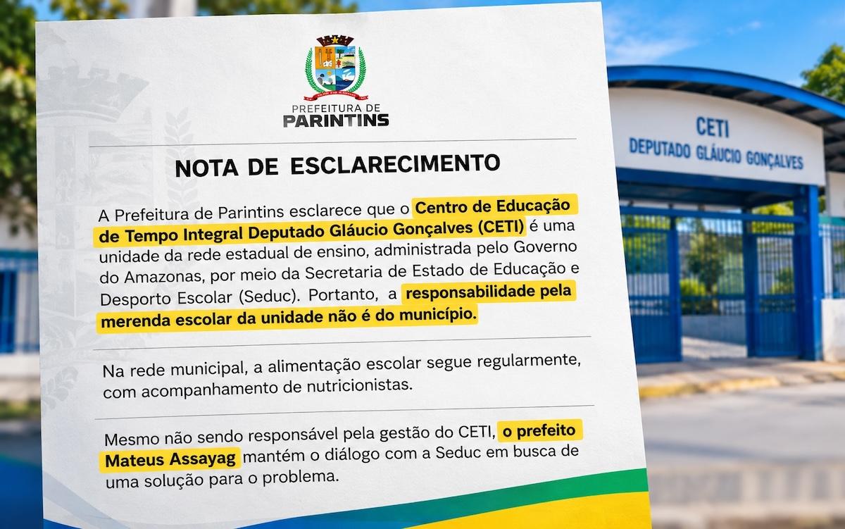 Nota publicada pela Prefeitura de Parintins.