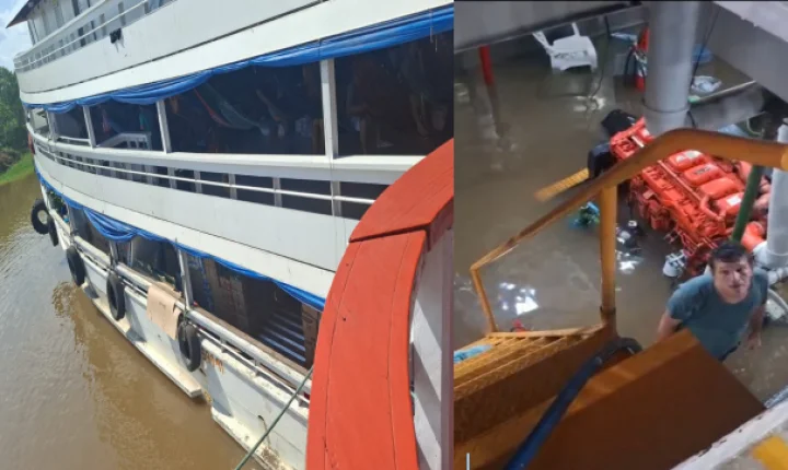 Barco GM Oliveira enfrenta problema e aderna próximo a Caiambé durante viagem para Tabatinga