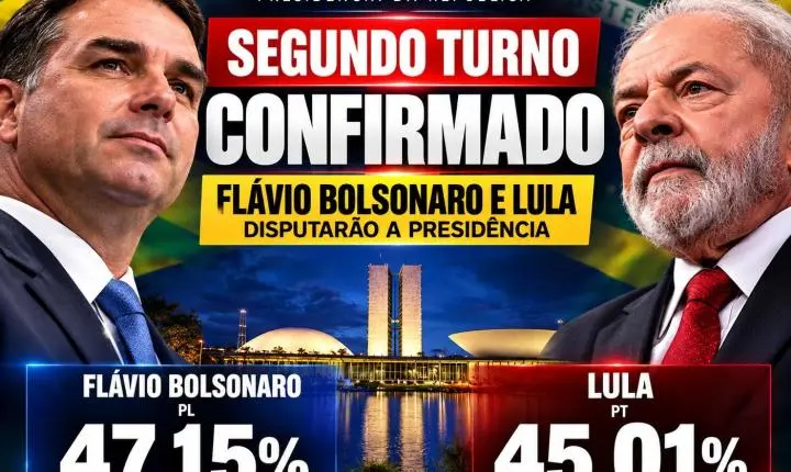 CONFIRMADO: Flávio Bolsonaro e Lula vão disputar o segundo turno pela Presidência